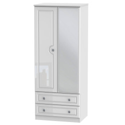 Snowdon Tall 2 Drawer Mirrored Wardrobe
